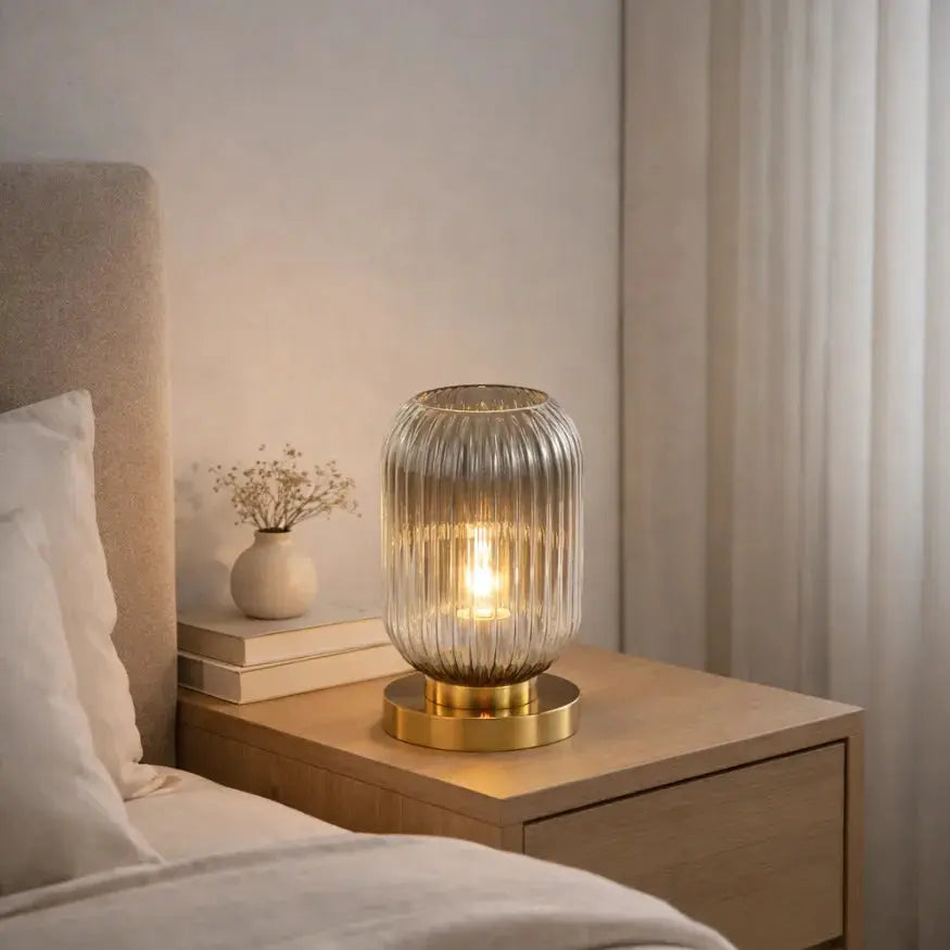 Lampe de chevet moderne en verre et laiton | Yrsa