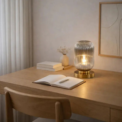Lampe de chevet moderne en verre et laiton | Yrsa