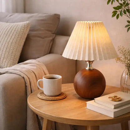 Lampe de chevet en bois massif et tissu | Aeris