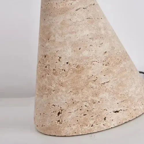 Lampe à poser scandinave en travertin et verre opalin | Aili
