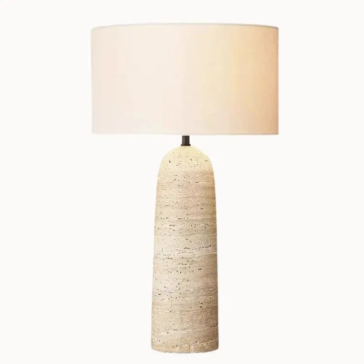 Lampe contemporaine en travertin et tissu | Freja