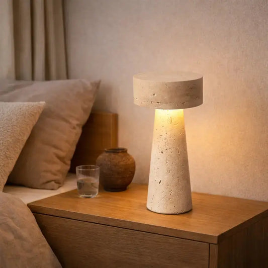 Lampe de chevet moderne LED en travertin | Neri