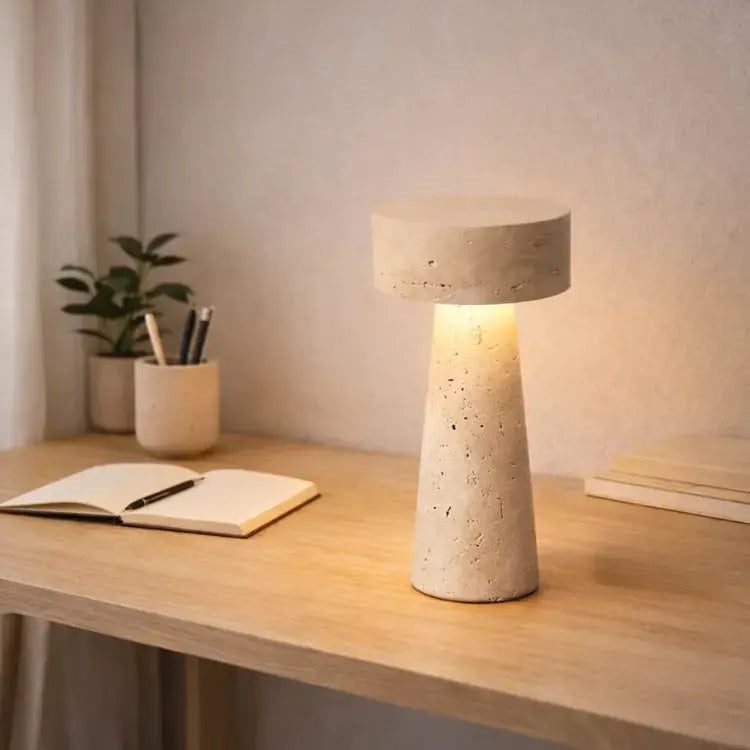 Lampe de chevet moderne LED en travertin | Neri