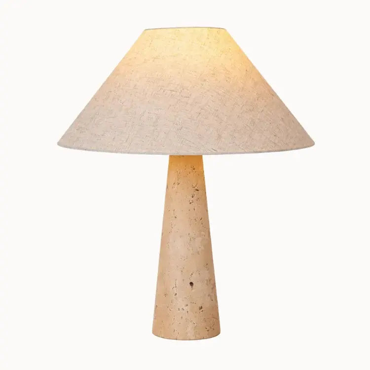 Lampe de chevet élégante en travertin et tissu | Sila