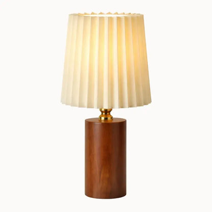 Lampe de nuit en bois massif et tissu plissé | Lior