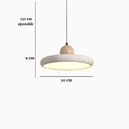 Suspension scandinave en travertin et bois Ø 30 cm | Lyng