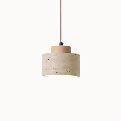 Suspension Moderne en Pierre de Travertin et Bois | Lumi