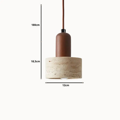 Élégante suspension en travertin et bois | Løvik