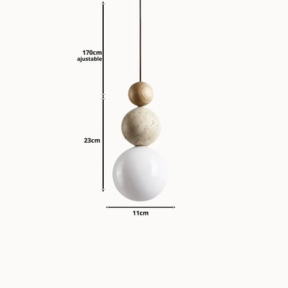 Suspension nordique en travertin et bois | Eiken