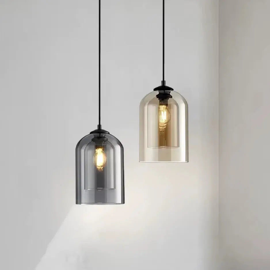 Suspension en verre fumé au design épuré Ø 15 cm | Ilma