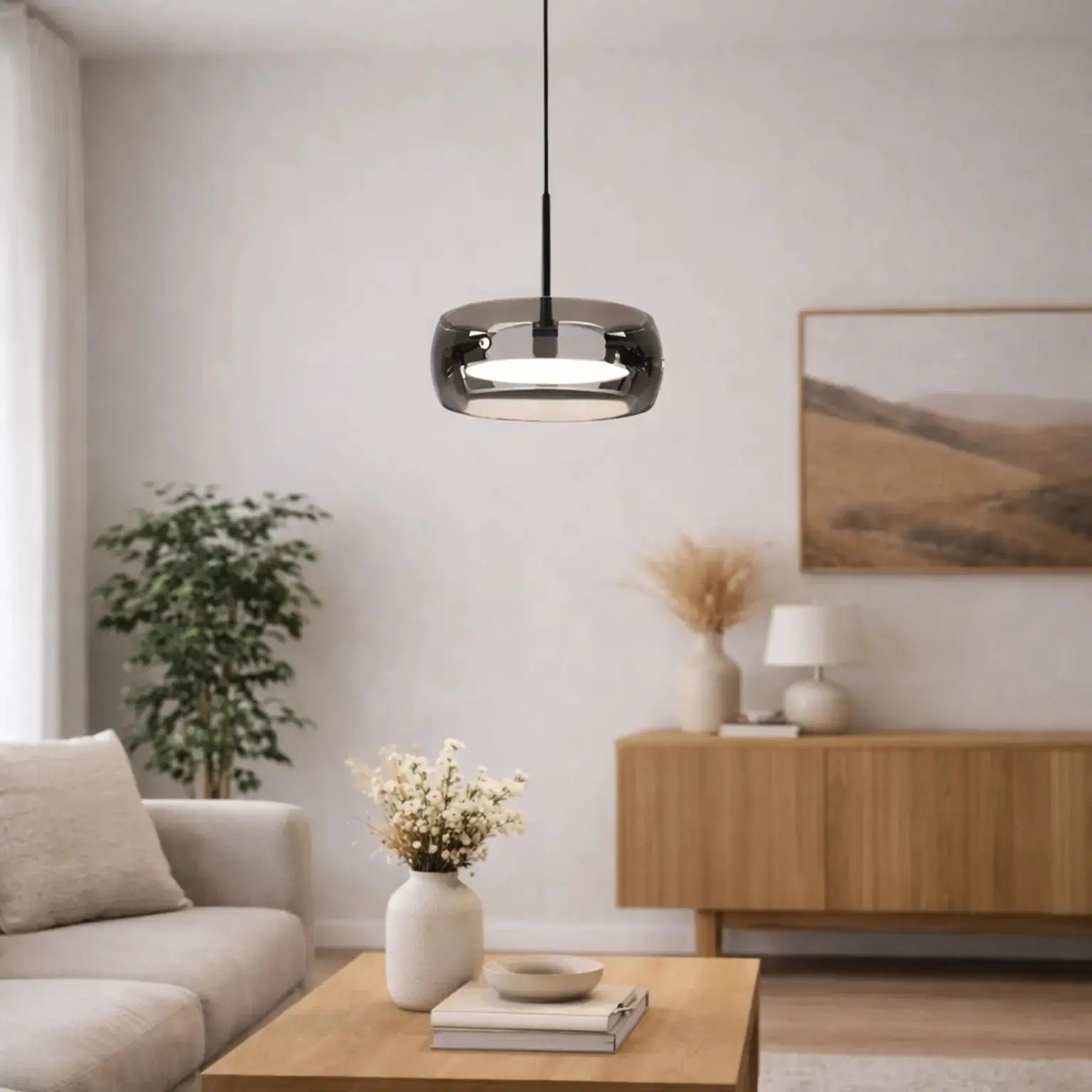 Rencontrez les Suspension en verre fumé moderne Ø 20 cm | Naela