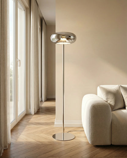 Lampadaire Vitrea chrome poli vue détail - Lumalia
