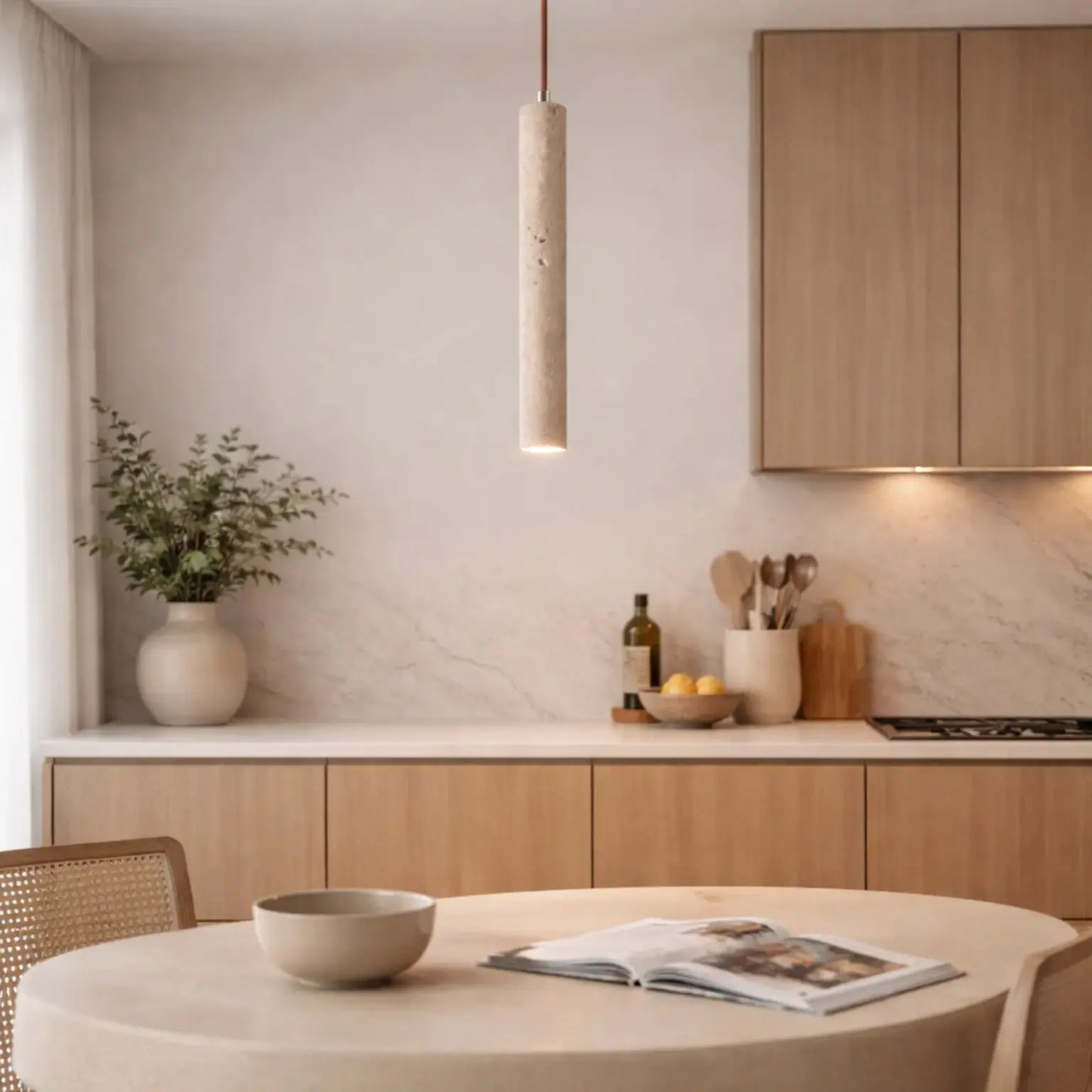 Suspension Scandinave Élégante en Pierre de Travertin | Narvik