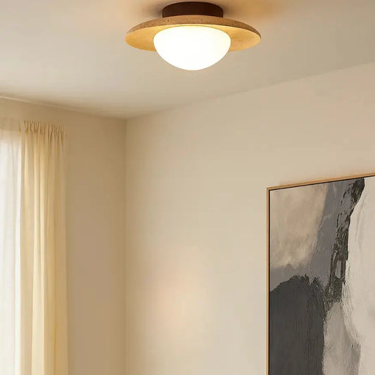 Plafonnier Nordique Contemporain en Travertin et Bois | Bryne