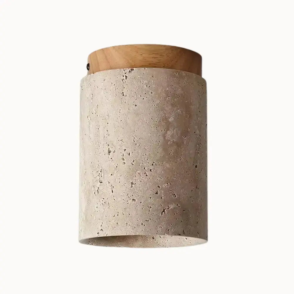 Plafonnier contemporain en travertin et bois massif | Kara