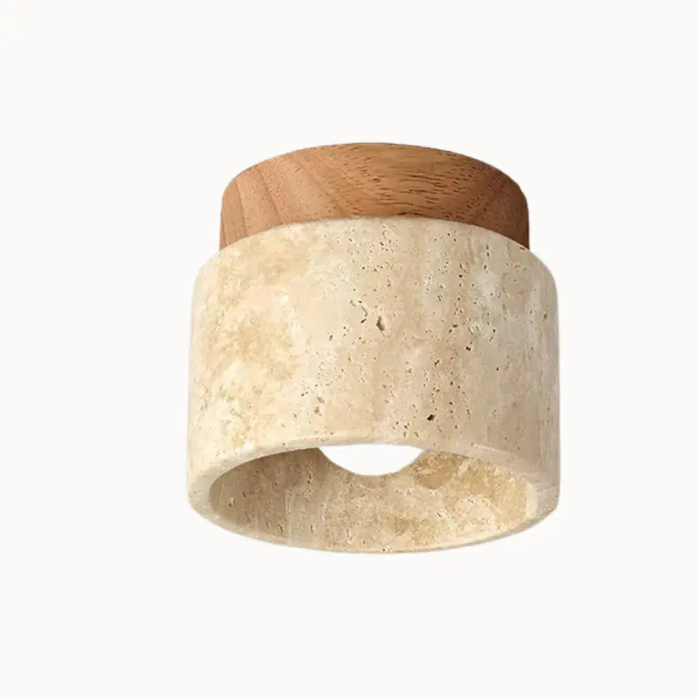Plafonnier contemporain en travertin et bois massif | Noor