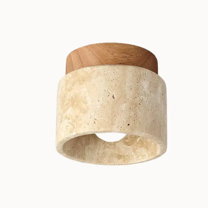 Plafonnier contemporain en travertin et bois massif | Noor