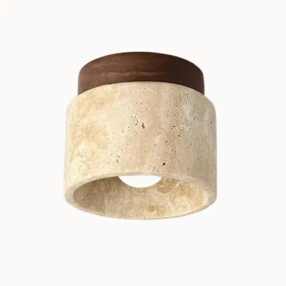 Plafonnier contemporain en travertin et bois massif | Noor