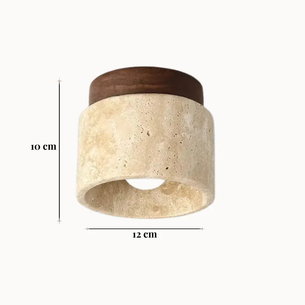 Plafonnier contemporain en travertin et bois massif | Noor