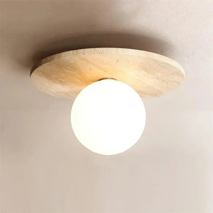 Plafonnier Scandinave en Travertin et Bois | Tärna