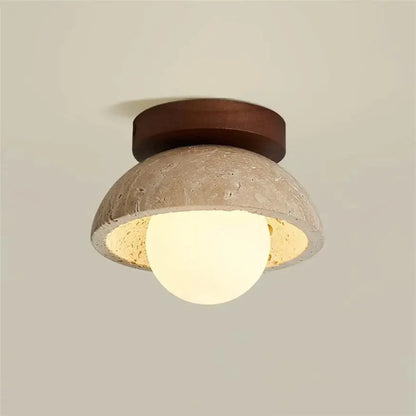 Vare - Plafonnier Scandinave en Travertin et Bois