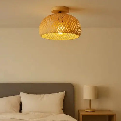 Plafonnier en bambou au design minimaliste Ø 30 cm | Luna