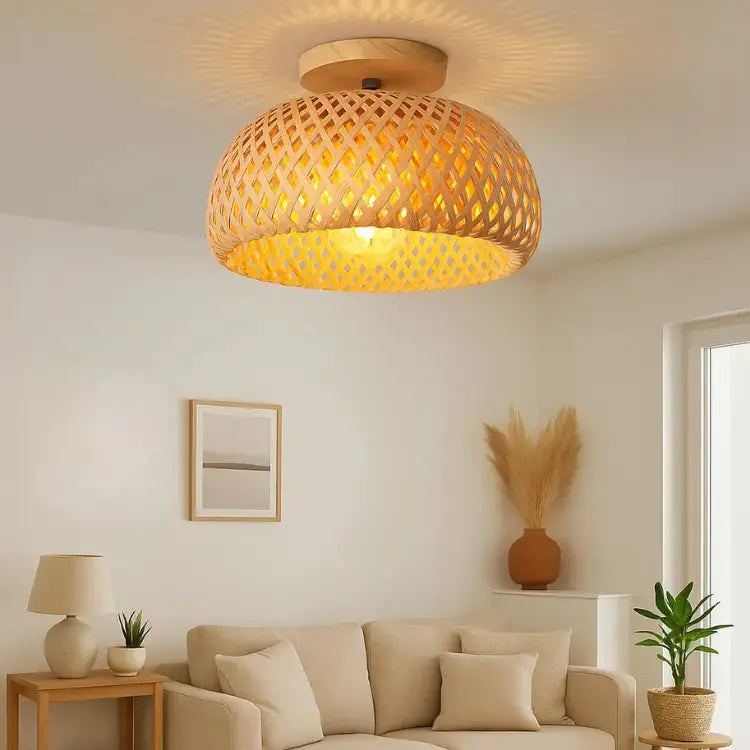 Plafonnier en bambou au design minimaliste Ø 30 cm | Luna