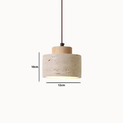 Suspension Moderne en Pierre de Travertin et Bois | Lumi