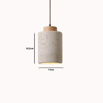 Suspension Moderne en Pierre de Travertin et Bois | Lumi