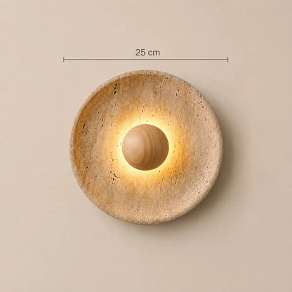 Applique Murale Design en Travertin et Bois avec Éclairage LED | Stona