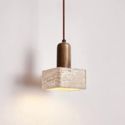 Suspension en travertin et bois au design scandinave | Tyra