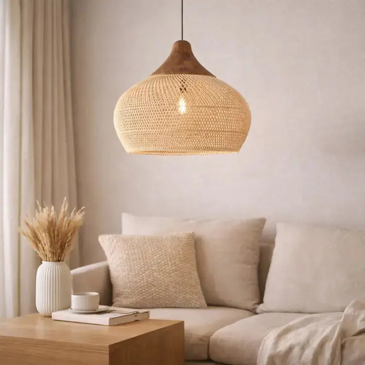 Suspension en rotin naturel 50 cm de diamètre | Kaia
