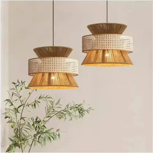 Linnea Suspension en Bambou et Rotin Naturel Ø 40 cm