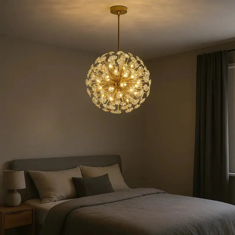 Suspension moderne en cristal et métal doré - Ø 35 cm | Signe