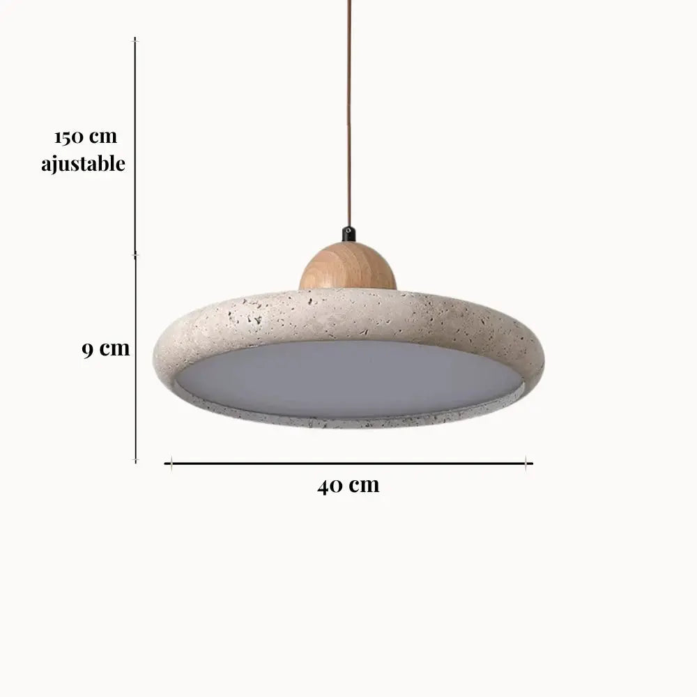 Suspension scandinave en travertin et bois Ø 30 cm | Lyng