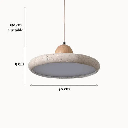 Suspension scandinave en travertin et bois Ø 30 cm | Lyng