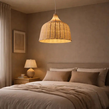 Suspension Sculpturale en Bambou Naturel Ø 25 cm | Tindra