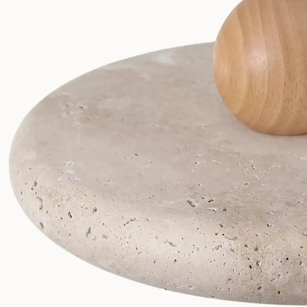 Suspension scandinave en travertin et bois Ø 30 cm | Lyng