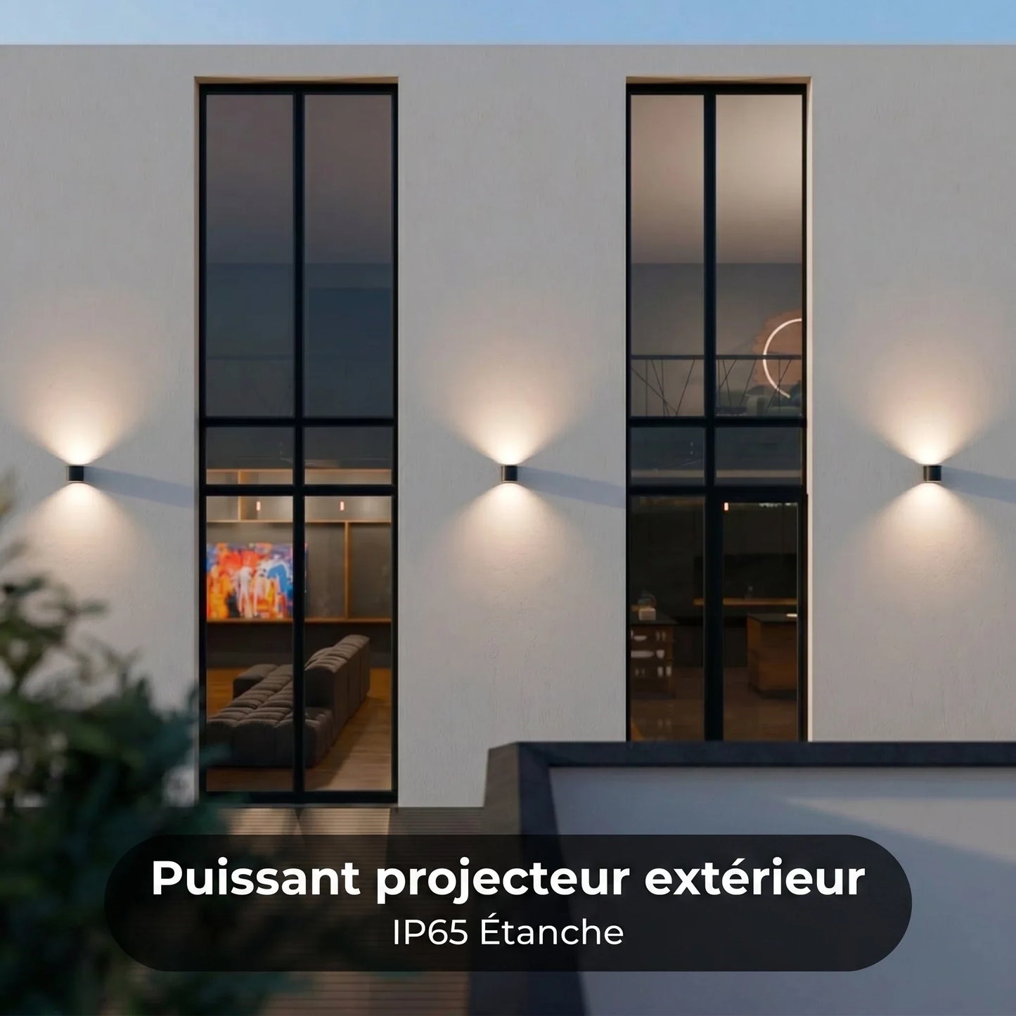 Applique murale Tevia vue détail IP65 fer thermolaqué - Lumalia