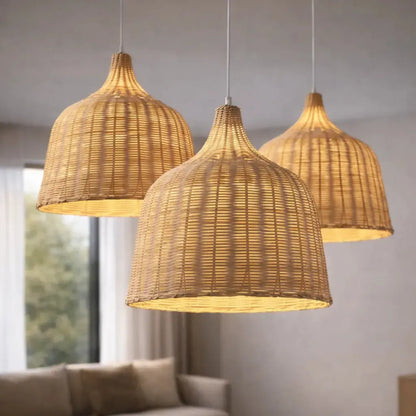 Suspension Sculpturale en Bambou Naturel Ø 25 cm | Tindra