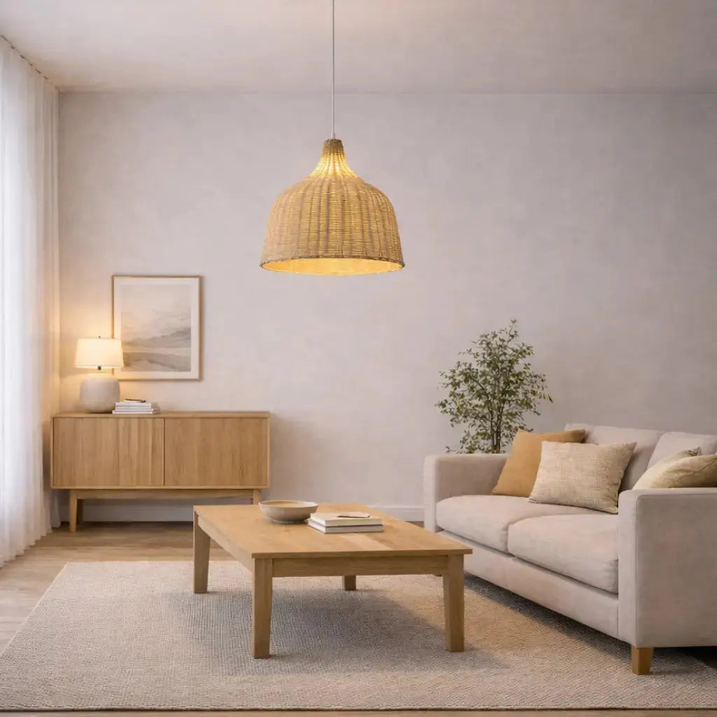 Suspension Sculpturale en Bambou Naturel Ø 25 cm | Tindra