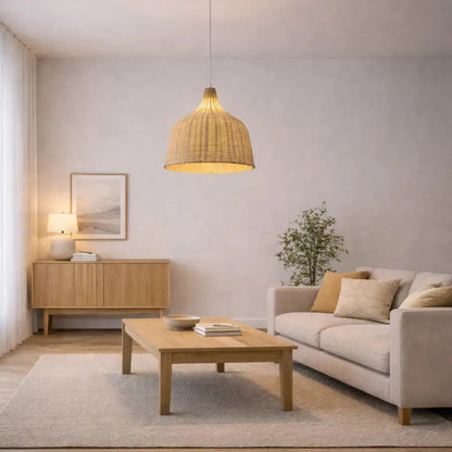 Suspension Sculpturale en Bambou Naturel Ø 25 cm | Tindra
