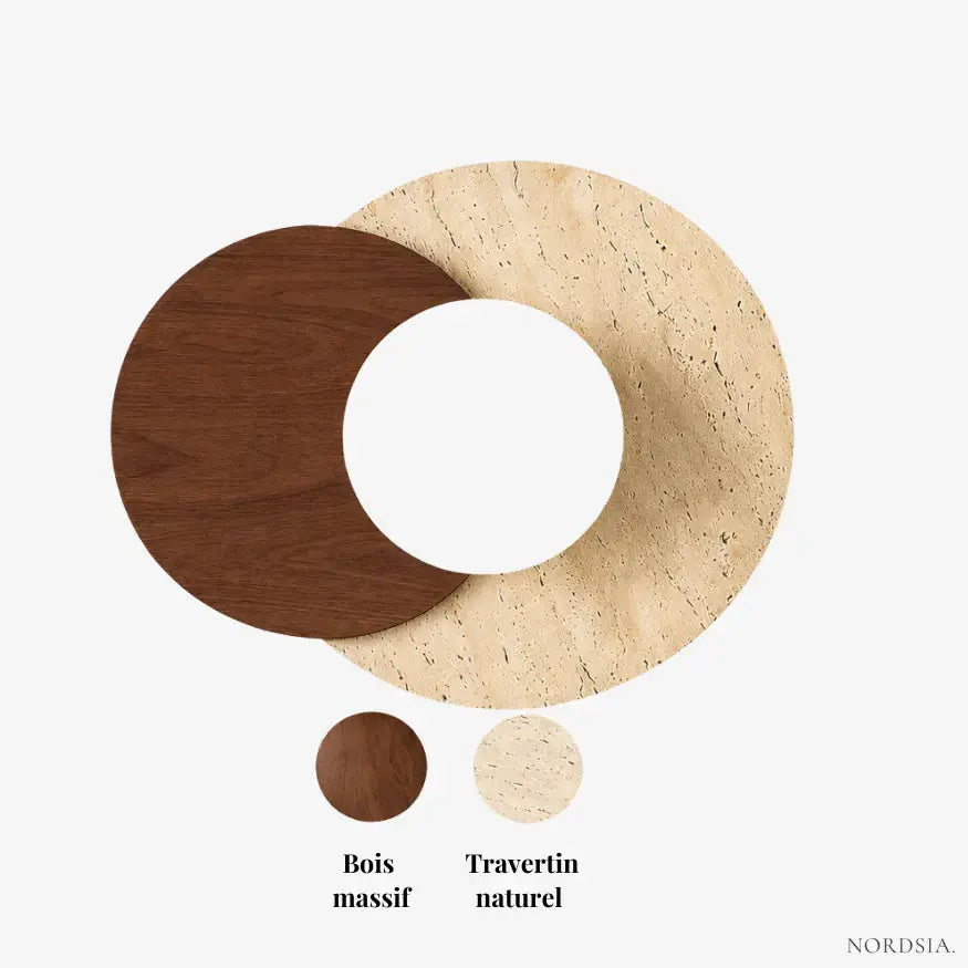 Applique Murale Scandinave en Travertin et Bois | Verdalsøra